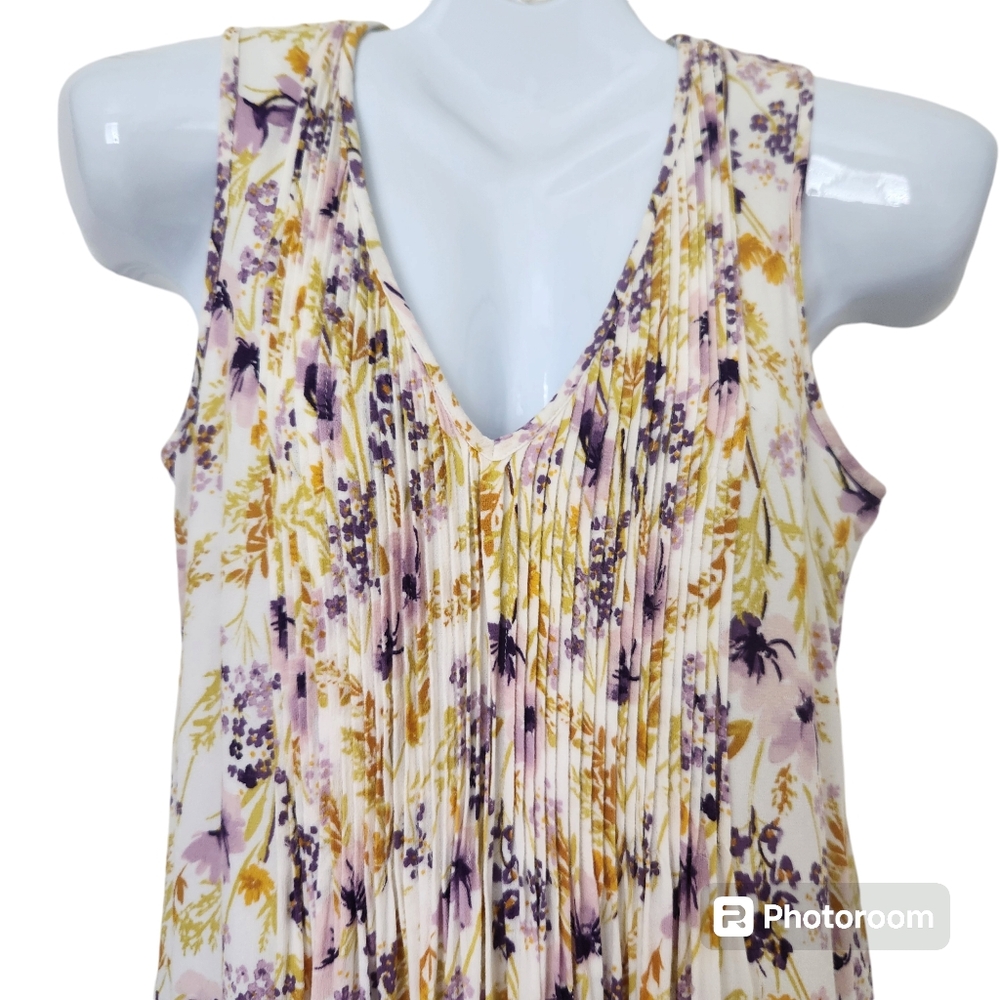 Old Navy Rayon Pleated Detail Retro Festival Mini Dress Dainty Floral Print S